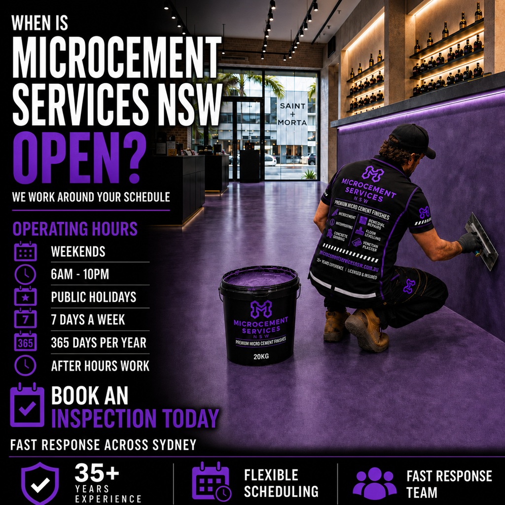 When Is Microcement Services NSW Open? 1 When Is Microcement Services NSW Open